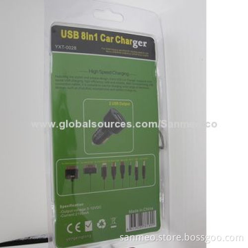Universal 8-in-1 Dual USB Car Charger for SAM Galaxy Tab/iPad/iPhone 4s/5/iPad Mini/Micro USBNew